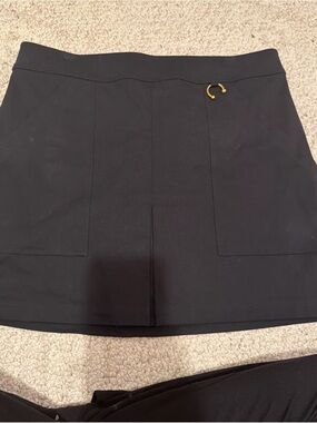 A.L.C Stretch Skirt Black 12 Pockets Mini Women's Black Stretch Gold Accent